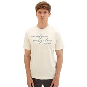 TOM TAILOR Basic T-shirt met print voor heren, 18592-vintage beige, XXL