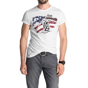 edc by ESPRIT Heren T-shirt met print Slim Fit, wit (white 100), L