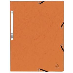 Exacompta 55304E verpakking (met 10 verzamelmappen, met rugetiket, 355 g, 3 kleppen, elastiek, DIN A4, 21 x 29,7 cm) 10 stuks oranje