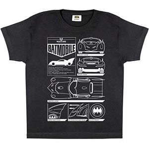 DC Comics Batman Batmobile Diagram T-shirt, Meisjes, 122-170, Schwarz, Officiële Koopwaar