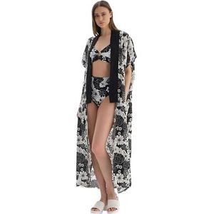 Dagi Black - White Fashion Gebreide Kimono met korte mouwen, zwart - wit, L-XL, Zwart - wit, L