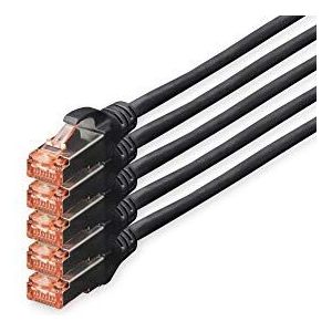 DIGITUS LAN kabel Cat 6 - 10m - 5 stuks - RJ45 netwerkkabel - S/FTP afgeschermd - Compatibel met Cat 6A & Cat 7 - Zwart