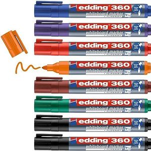 edding 360 whiteboardmarker set - diverse kleuren - 8 whiteboardstiften - ronde punt 1,5 - 3 mm - boardmarker uitwisbaar - voor whiteboard, flipchart, prikbord, memobord - sketchnotes - navulbaar