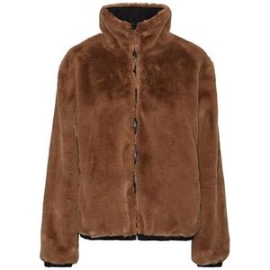 VERO MODA Vmalice Reversible Short Faux Fur Jacket Damesjas, Tigers Eye/Aop: zwart binnenin, L