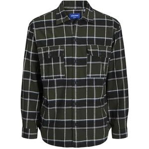 JACK&JONES JUNIOR Jorblafri Check Overshirt Ls Jnr Overhemd voor jongens, Forest Night, 152 cm