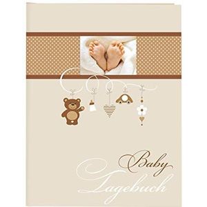 goldbuch 11237 Babydagboek Litte Mobile, 21 x 28 cm, dagboek voor pasgeborenen, babyherinneringsalbum met 44 geïllustreerde pagina's, omslag met kunstdruk met uv-lak, beige album