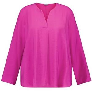 Samoon Damesblouse, fijn glinsterende driekwartmouwen, effen, Amazing Pink, 54