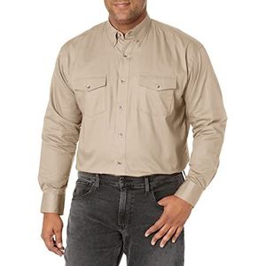 Wrangler Mannen geschilderd woestijn twee zak lange mouw knoop shirt, bruin, XL