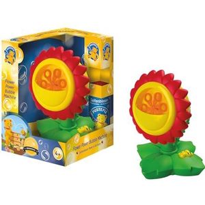 Pustefix Sunflower 420869681 Bubble Machine, op batterijen werkende bellenblaasmachine, bellenblaasregen met één druk op de knop, bevat bellenblaasvloeistof, zonnebloem-design