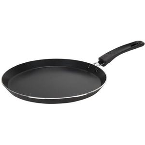 Crealys 506660 Aquilon Crêpepan, diameter 24 cm, van aluminium, zwarte antiaanbaklaag, zonder PFOA, zwarte thermogreep, voor alle warmtebronnen behalve inductie