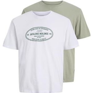 JACK & JONES Shirt 'JORYORK'  olijfgroen / wit