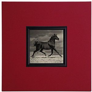 ERGO-PAUL ErgoPaul Mini Papier (poster) ""Zwart paard, hout en wit eco-leer, zonder glas, 40x40x1,5 cm kunstdruk met frame, eco-, rood, één maat