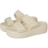 Crocs - Brooklyn Buckle Frosted Low Wedge - Sandaal - Zandsteen - Kunststof