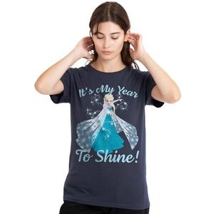 mandarin creative ltd Frozen Nieuwjaar, My Year to Shine dames T-shirt, diep marineblauw, medium, Diepe marine, M