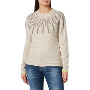 Bestseller A/S Dames VMFIF Fairisle LS O-Hals Boo Trui, Birk/Detail:W. Brown Lentil + Sulphur Spring Contrast, L, Birch/Detail:w. Brown Lentil + Sulphur Spring Contrast, L