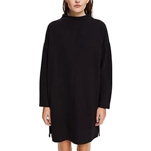 ESPRIT Gebreide jurk met korte opstaande kraag, 001/Black, S
