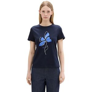 TOM TAILOR Basic T-shirt voor dames met fotoprint, 10668 - Sky Captain Blue, XXL