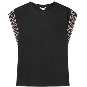 Springfield Nieuw structuurhemd met boomborduurwerk, zwart, M