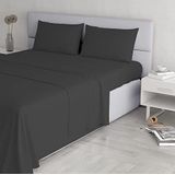 Italian Bed Linen Elegant beddengoed set (plat 250x300, hoeslaken 170x200cm+2 kussenslopen 52x82cm), donkergrijs, microvezel, DUBBEL