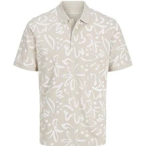 Jack & Jones Jjjeff Monochrome AOP Polo Ss, maanbeam, S