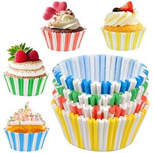 100 stuks muffinvormpjes, papier, cupcake-vormpjes, cupcake-vormpjes, cupcake-vormpjes, vetdicht, voor thuis, oven, feesten, verjaardag, bruiloft, decoratie