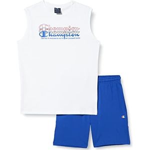 Champion Legacy Graphic Shop Double Logo S/L T-shirt & shorts compleet (wit/kobaltblauw), 5-6 jaar kinderen en jongens