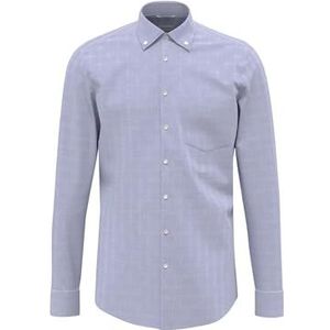 Seidensticker Zakelijk overhemd voor heren, regular fit, strijkvrij, button-down-kraag, lange mouwen, 100% katoen, blauw, 43