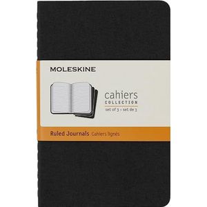 Moleskine Cahier Journal Notitieboek, 3-Delig, Gelinieerd, Zachte Kaft, 9 x 14 cm, Zwart