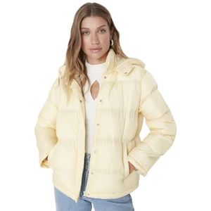 Trendyol Dames capuchon effen oversized winterjas jas, geel, M, Geel, M