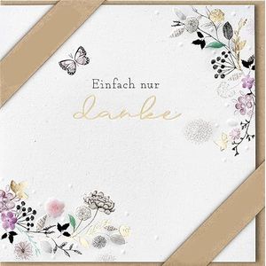 bsb - Bedankkaart bloemen en vlinders - Nature Card - duurzame wenskaarten - kaarten met envelop - cadeau beste vriendin of vriend - kaart liefde & vriendschap 15,5 x 15,5 cm