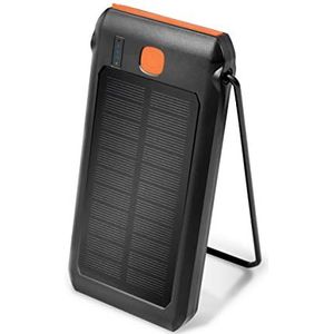 LogiLink PA0273 - Solar Powerbank 10.000 mAh met zaklamp, 1x USB-A QC (QuickCharge 3.0) & 1x USB-C PD (PowerDelivery), IP44 beschermingsklasse, zwart