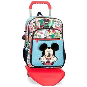 Disney Mickey Be Cool schoolrugzak met trolley, blauw, 30 x 38 x 12 cm, polyester, 13,68 l, Blauw, Mochila Escolar con Carro, schoolrugzak met trolley