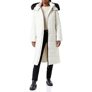 Mexx Dames midilengte Hooded Padded Jacket met Fake Fur Collar Parka, ecru, XL