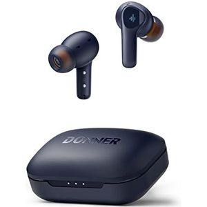 Donner Ruisonderdrukkende draadloze oordopjes, Bluetooth 5.2 oortelefoon met 4 microfoons duidelijke oproepen, 12 mm stuurprogramma's, app voor aangepaste EQ, 32H speeltijd, snel opladen, transparantie - Dobuds ONE, blauw