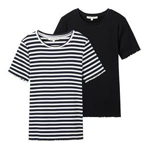 TOM TAILOR - 36998 - T-shirt - Donkerblauw Wit Stripe - Korte Mouwen