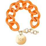 ICE - Jewellery - Chain bracelet - Flashy orange - Gold - Oranje XL mesh armband voor vrouwen met gouden medaille (020926)