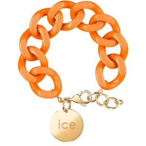 ICE - Jewellery - Chain bracelet - Flashy orange - Gold - Oranje XL mesh armband voor vrouwen met gouden medaille (020926)