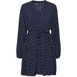 VERO MODA Dames Vmjosie Ls Short Dress WVN Ga Noos Jurk, Navy Blazer/Aop: sille Dot, L
