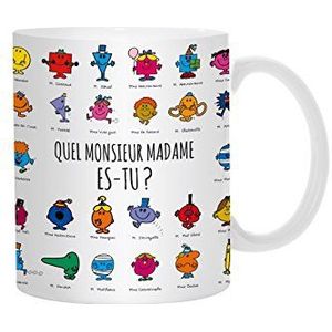 MONSIEUR MADAME - MM3107 - Mug Thermoréactif Quel Monsieur Madame Es-Tu, Blanc Noir Et Multicolore, Céramique