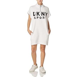 DKNY Sport Women's Sneaker Dress Casual Dames, Wit gelakt met zwart logo, S