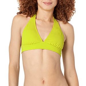 Amazon Essentials Dames lichte ondersteuning stropdas halter bikini badpak top (verkrijgbaar in grote maten), limoengroen, L