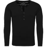 Key Largo - Shirt - Zwart - Henley Hals - Lange Mouw - Normale Pasvorm
