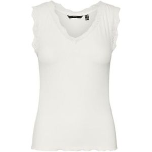 VERO MODA Dames Vmrosi Sl V-hals JRS Top, wit (snow white), L