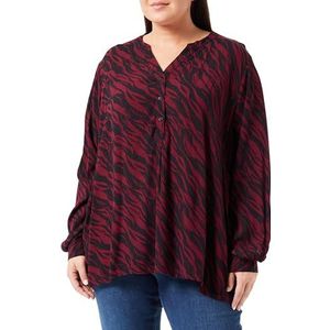 ONLY CARMAKOMA Carashild Life Ls V-Neck Top AOP Damesblouse met lange mouwen, rood, 46 NL