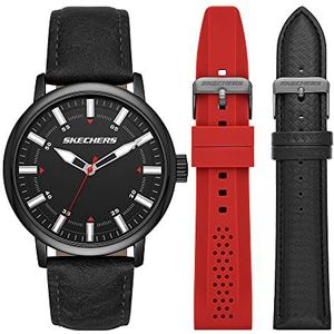 Skechers Rosencrans 50mm digitaal chronograaf horloge met siliconenriem en plastic kast, zwart