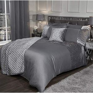 Emma Barclay Glamour - Gewatteerde Pailletten Fluwelen Dekbedovertrek in Zilver - Super King Bed