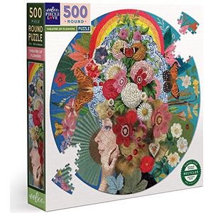 eeBoo - Round Puzzle 500 pcs - Theatre of Flowers - (EPZFTFL