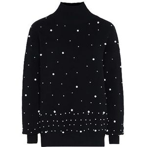 faina Damestrui met paillettenversiering, elegante pullover acryl zwart maat M/L, zwart, M