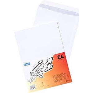 BANTEX 400089461 zelfklevende envelop met strepen C4, 5 verpakkingen van 50 stuks wit