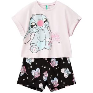 United Colors of Benetton Pig(T-shirt + short) 30960P08F pyjamaset, roze, XS voor meisjes, Roze, XS